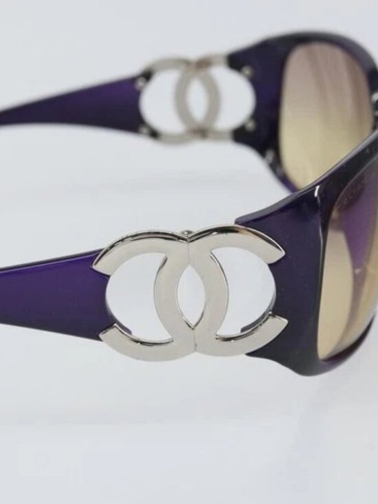 CHANEL Sunglasses plastic Purple CC Auth SW2002 main image 14